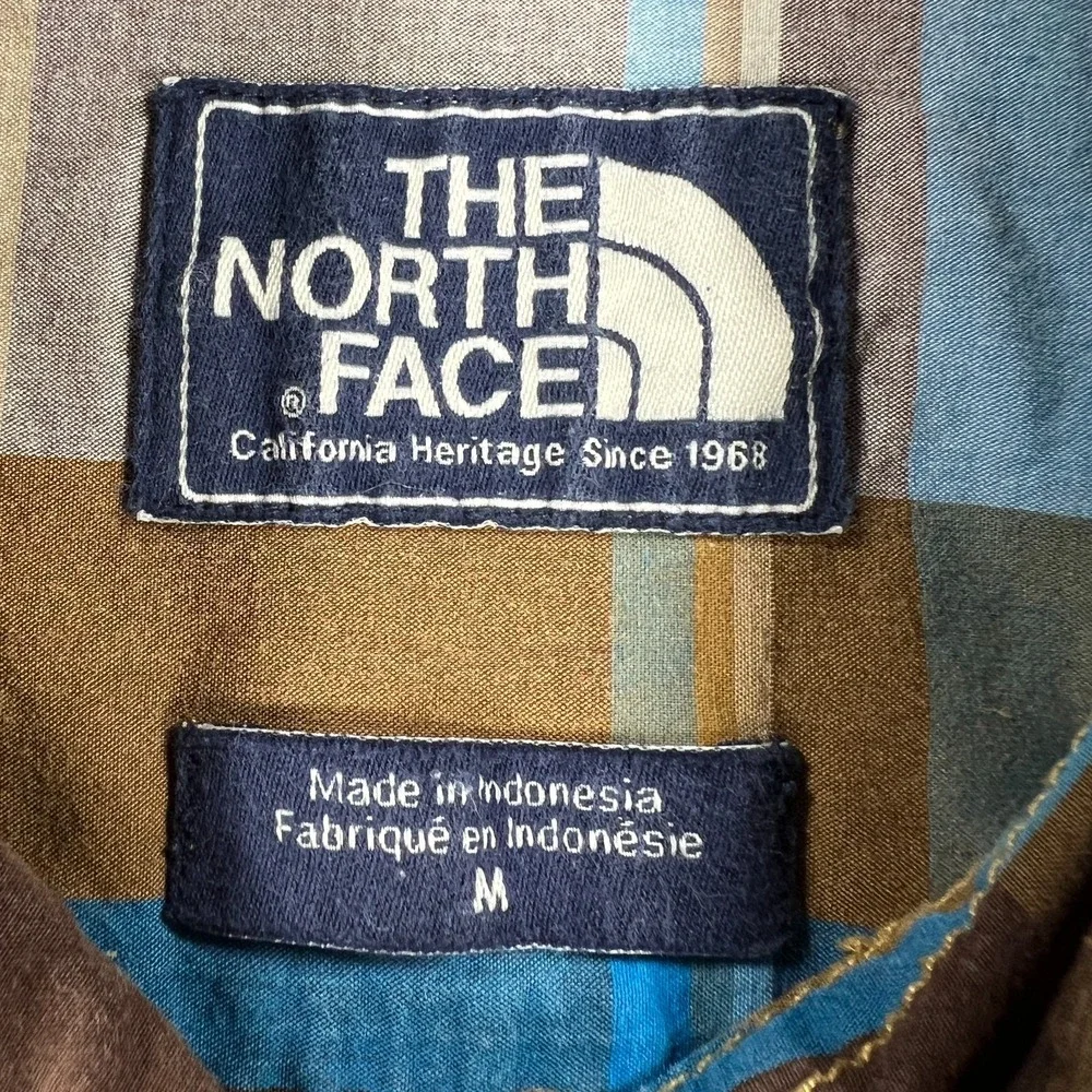 The North Face Shirt Mens Medium Brown Plaid Long Sleeve Button Up‎ Outdoor Camp